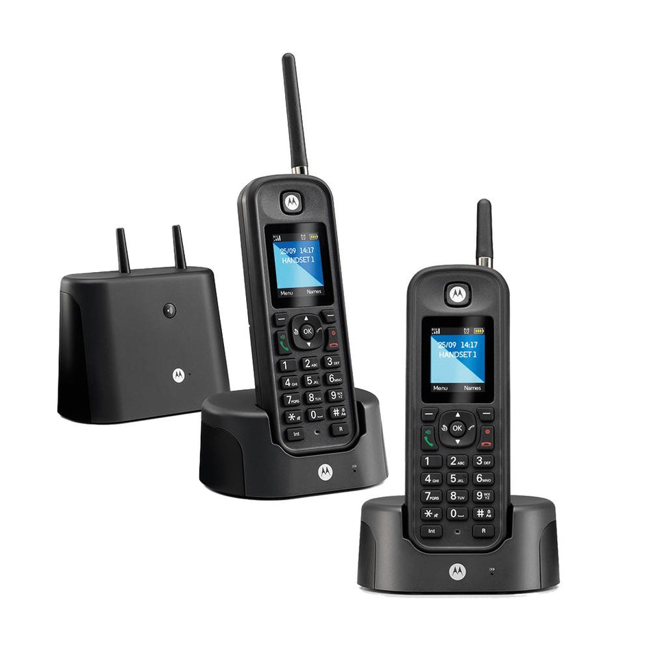 Motorola O202 Long Range Cordless Phone, Twin Handset