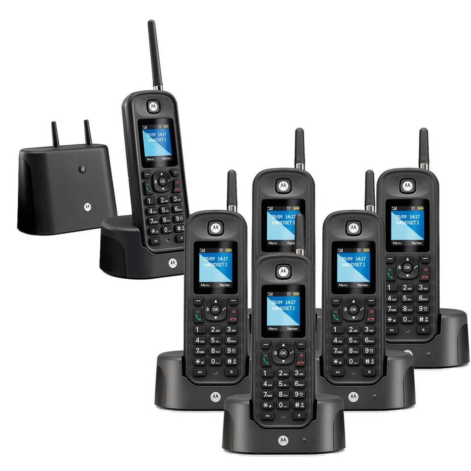 Motorola O206 Long Range Cordless Phone, Six Handsets