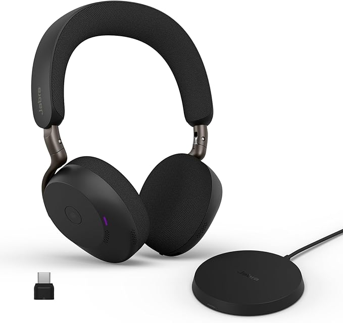 Jabra Evolve3 75 UC Stereo, Link 390 USB-C, Black, with Wireless Charging pad