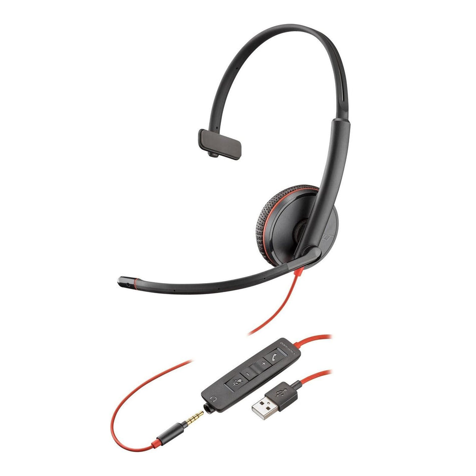 Plantronics Blackwire 3215 USB-A Mono UC Corded Headset 3.5mm Work from Home (Refurbished)