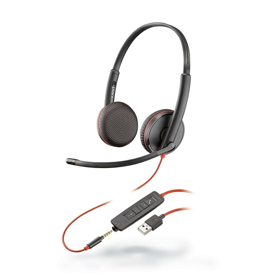 Plantronics Blackwire 3225 USB-A UC Corded Headset 3.5mm  (Refurbished)