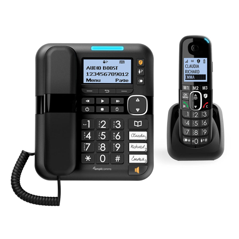 AmpliComms BigTel 1580 Corded & Cordless Big Button Phone Combo