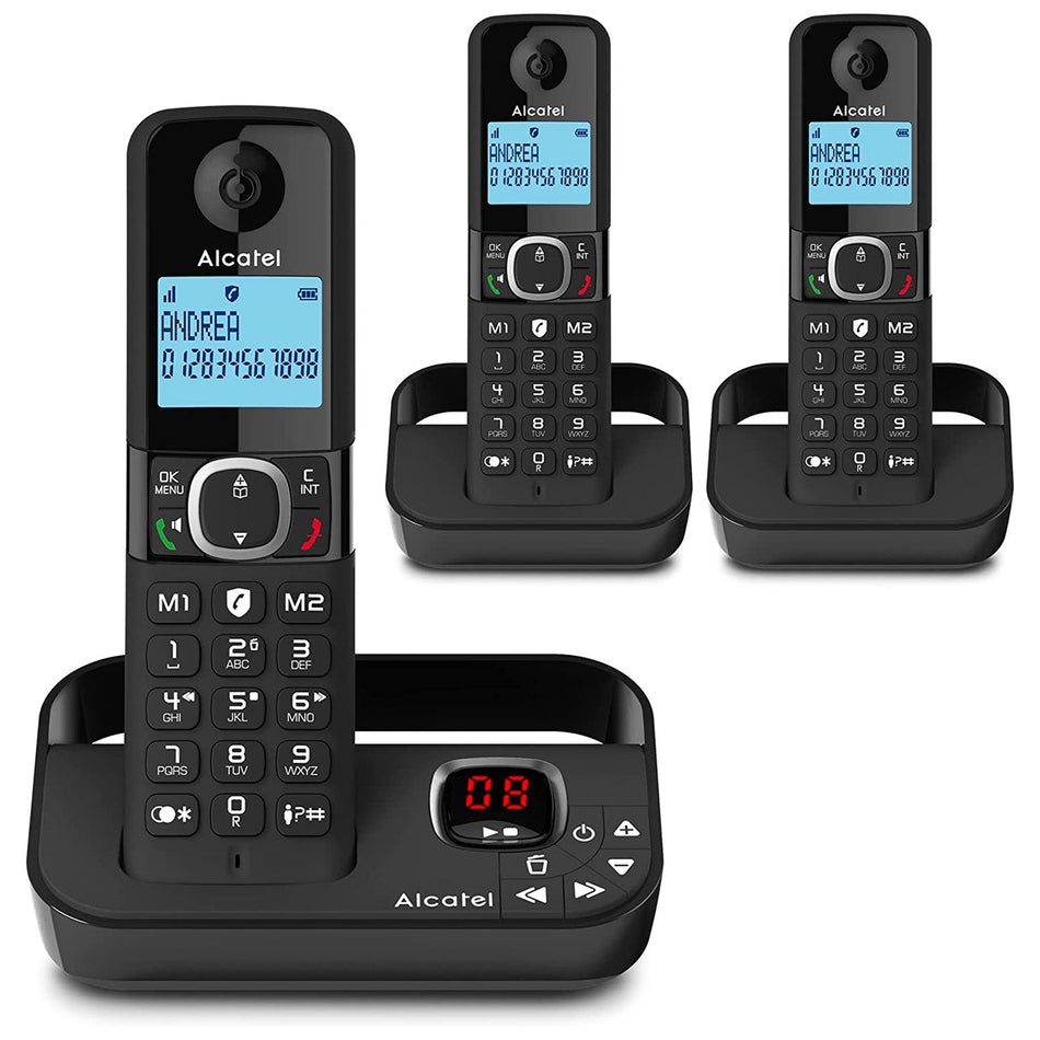 Alcatel F860 Voice Cordless Phone & Answer Machine, Trio Handset