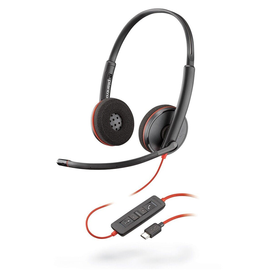 Plantronics Blackwire 3220 USB-C Stereo UC Corded Headset (Refurbished)